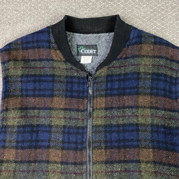 Codet Vest Mens XL Blue Green Brown Plaid Wool Blend Hunting Sherpa Fleece Lined - Picture 2 of 13